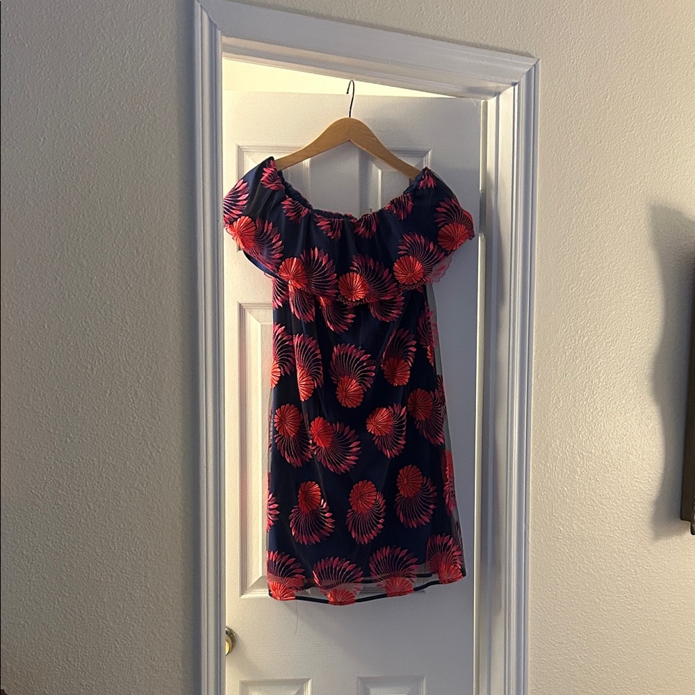 Trina Turk Strapless Dress - Navy and Red Floral